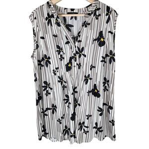 COCOMO WOMAN Black Brown Floral Print Sleeveless Lightweight Top SZ 2X